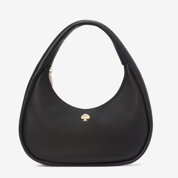 Kate Spade Kayla Crescent Shoulder Hobo Bag Purse - Black Pebbled Leather - Picture 2 of 4